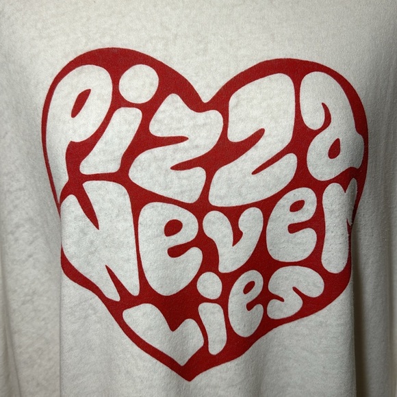 WILDFOX “Pizza Never Lies” Oversized Cotton Blend Sweatshirt WHITE / SMALL - Picture 7 of 11